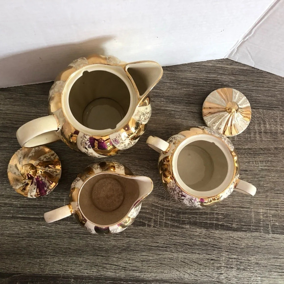 1940s Sadler England Gold Chintz Swirl Tea Set - Picture 2 of 13